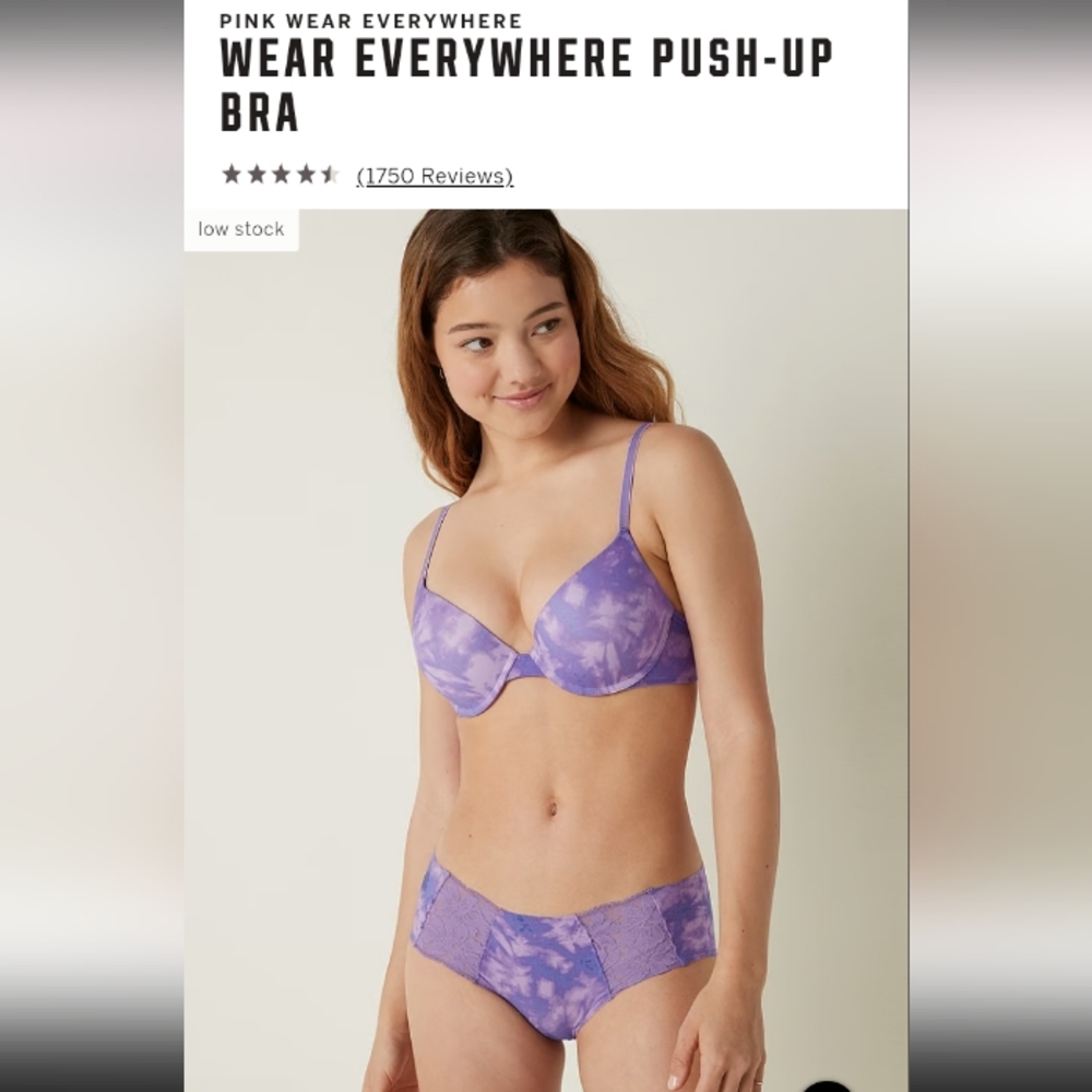 Victoria Secret-2pc Wear Everywhere Push Uo Bra & Panty (Purple Blur)32DD/M